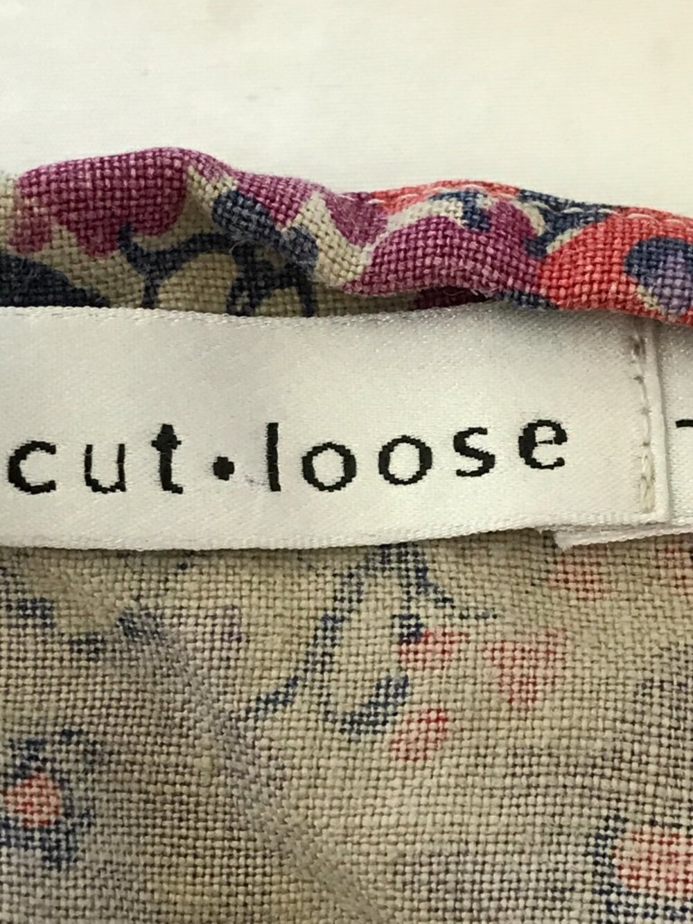 Cut Loose 100% Linen Top Women L Purple Floral Button Up Long Sleeve Collared - Picture 3 of 12